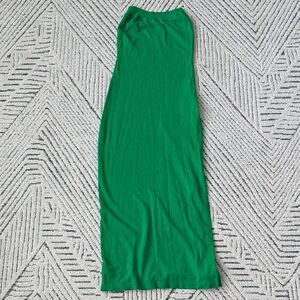 Green Strapless Midi Dress